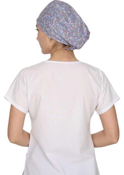 Mavi Çiçek Desenli Doktor Hemşire Aşçı Bonesi Unisex Cerrahi Bone modelleri