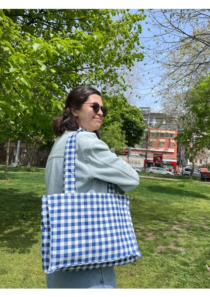 Pötikare Desenli Saks Mavisi Bez Çantası fiyatları