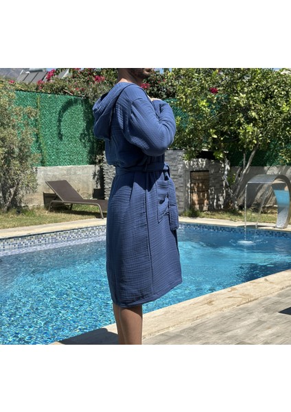 4 Katlı Müslin Kumaş Bornoz - Tercihe Bağlı Kapüşon indirimleri