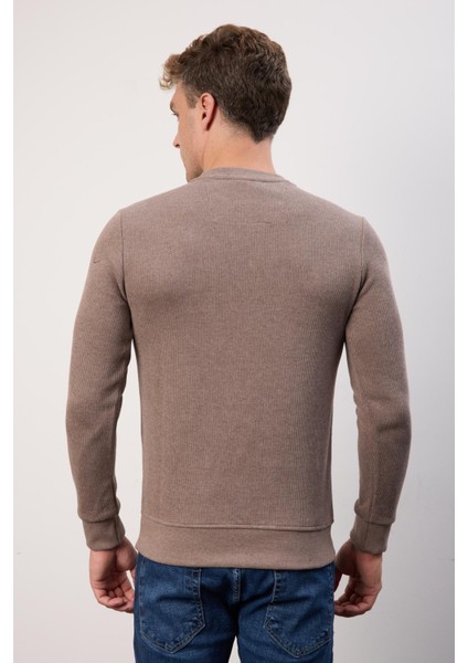 Bisiklet Yakadar Kalıp Kahverengi Erkek Triko fiyatları