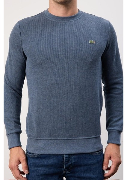 Bisiklet Yaka Dar Kalıp Indigo Triko fırsatları