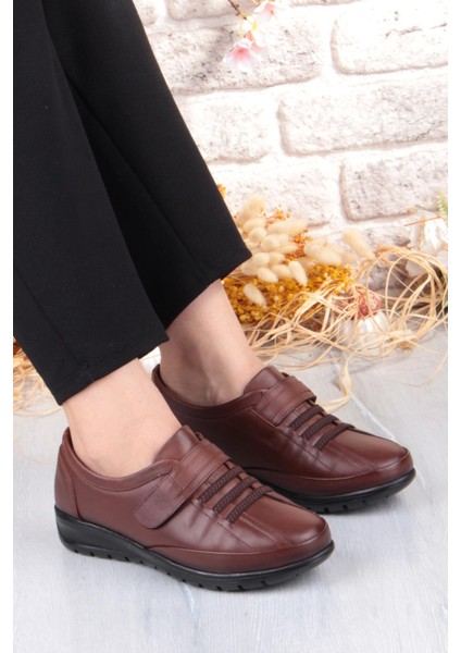 7679 Comfort Yumuşak Esnek Kauçuk Kaymaz Taban Hakiki Deri Kadın Ayakkabı