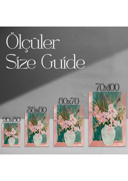 Modern Tarzı Pembe Orkideler ve Yeşil Fonlu Soyut Çiçek Resim Tablosu modelleri