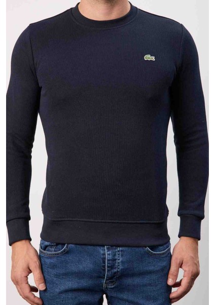 Bisiklet Yaka Lacivert Dar Kalıp Erkek Triko