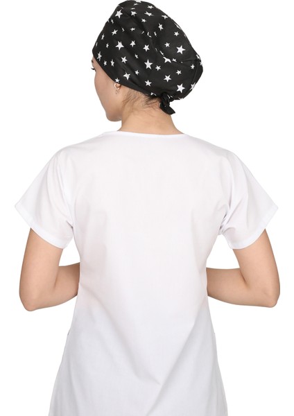 Siyah Yıldız Desenli Doktor Hemşire Aşçı Bonesi Unisex fiyatları