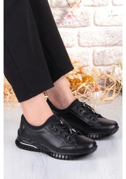 9513 Comfort Yumuşak Esnek Kauçuk Kaymaz Taban Hakiki Deri Kadın Ayakkabı