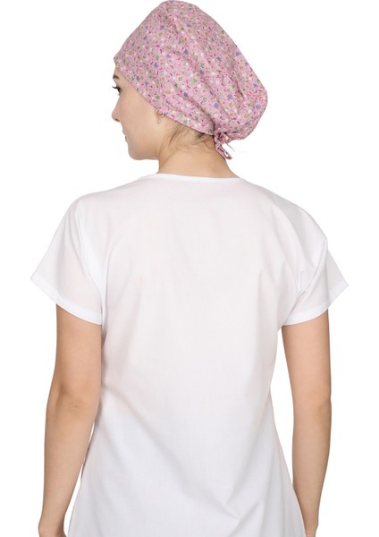 Pudra Pembe Mini Çiçek Desenli Doktor Hemşire Aşçı Bonesi Unisex Cerrahi Bone fiyatları