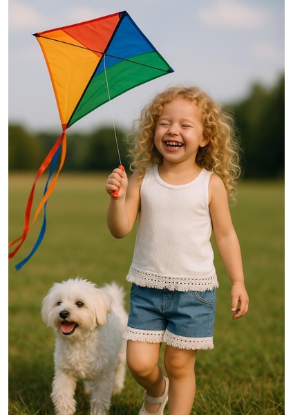 Püskül Detaylı Kız Çocuk Beyaz Renkli Kot Şort Alt-Üst Takım