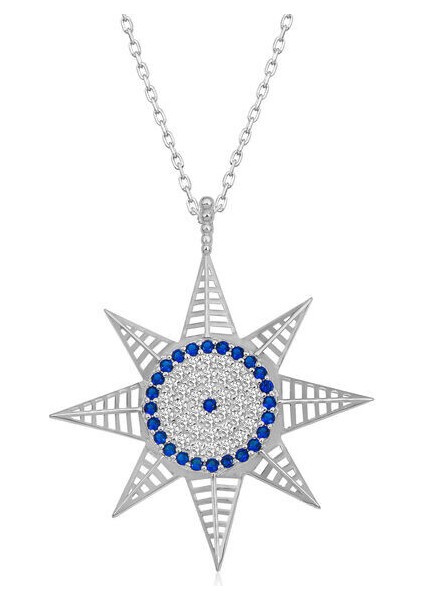 Nazar Boncuklu Yıldız 925 Ayar Gümüş Kolye