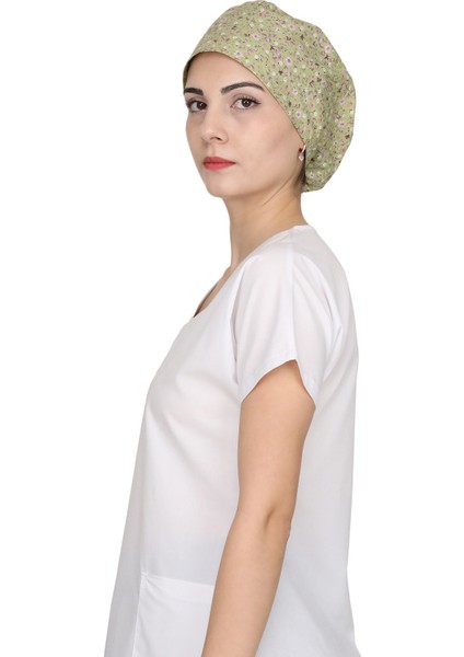 Yeşil Mini Çiçek Desenli Doktor Hemşire Aşçı Bonesi Unisex Cerrahi Bone fırsatları