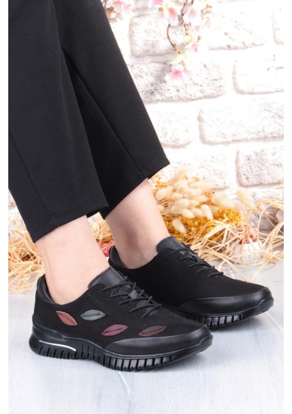 9406 Comfort Yumuşak Esnek Kauçuk Kaymaz Taban Hakiki Deri Kadın Ayakkabı