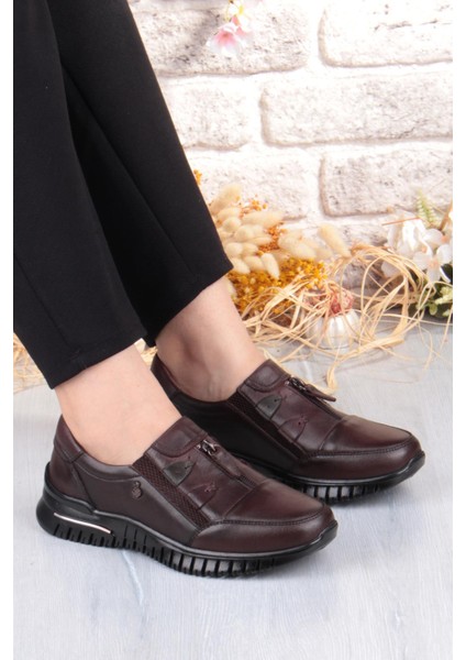 Z006 Comfort Yumuşak Esnek Kauçuk Kaymaz Taban Hakiki Deri Kadın Ayakkabı