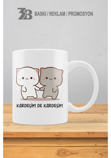 Sevimli Kedicikler Porselen Kupa Bardak - Kardeşim de Kardeşim