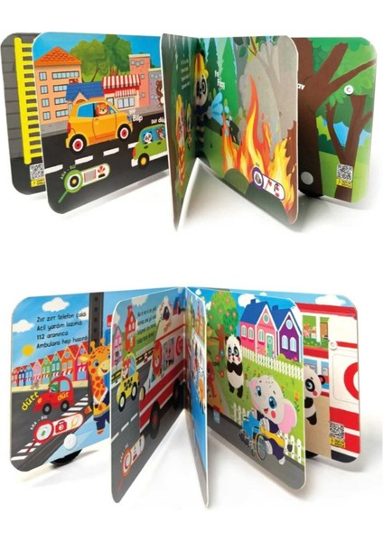 2'li Oyuncak Kitap Seti - Ambulans (Gerçek Tekerlekli) - Itfaiye (Gerçek Tekerlekli) modelleri