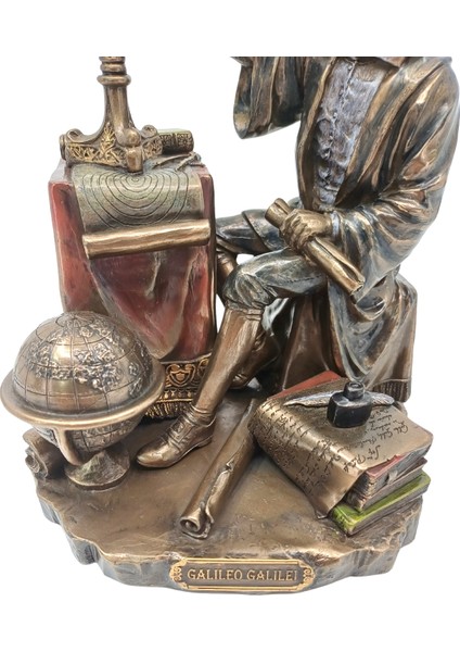 Galileo Galilei Biblo - Bronz Kaplama Dekoratif Heykelcik - 21 cm modelleri