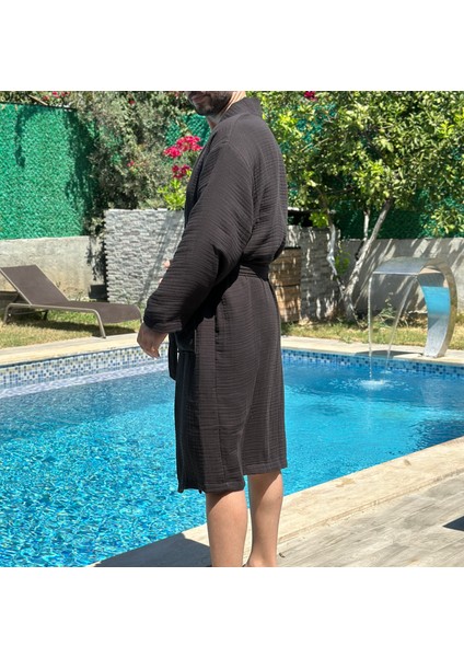4 Katlı Müslin Kapüşonsuz Kimono / Bornoz / Sabahlık fırsatları