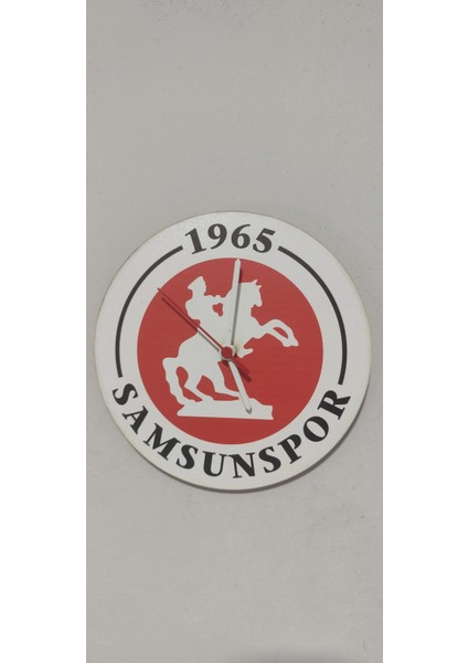 Samsunspor Logolu Duvar Saati 24 cm Hediyelik 3mm Kalınlığında Mdf Uv Baskı