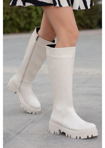 Anders Krem Cilt Fermuar Detaylı Kadın Çizme fiyatları