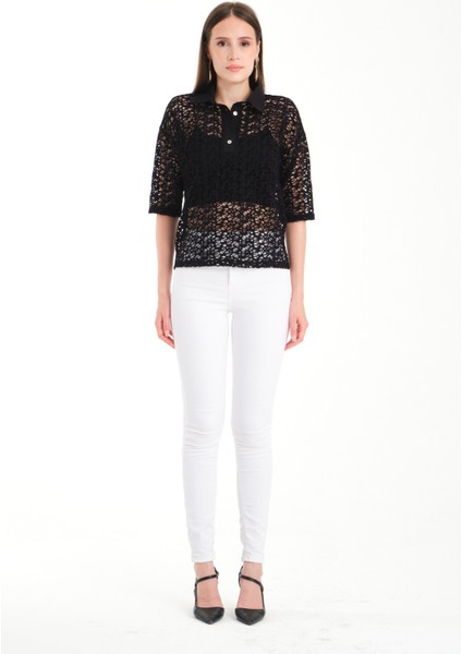 Polo Yaka Dantel Bluz modelleri