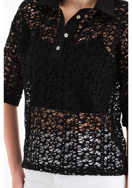 Polo Yaka Dantel Bluz fırsatları