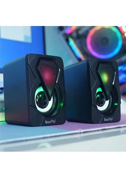 Bilgisayar Hoparlörü Rgb LED Işıklı Gaming Oyuncu Hoparlörü 3.5mm Jack USB Speaker 1+1 Ses Sistemi fırsatları