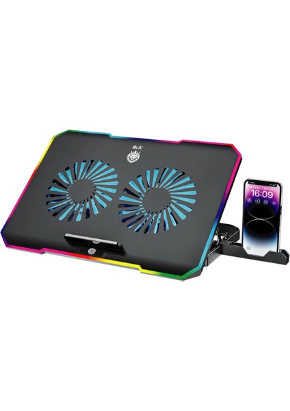 Laptop Soğutucu Rgb 2 Fanlı 9-17"ınç 1.200RPM Telefon Tutacaklı Notebook Dizüstü Soğutucu Stand S-04 modelleri