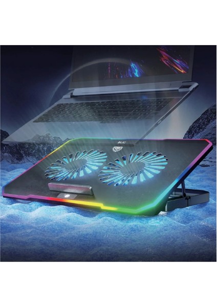 Laptop Soğutucu Rgb 2 Fanlı 9-17"ınç 1.200RPM Telefon Tutacaklı Notebook Dizüstü Soğutucu Stand S-04 fırsatları