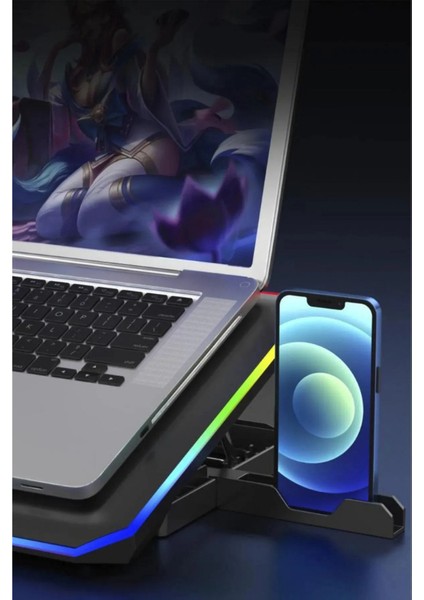 Laptop Soğutucu Rgb 2 Fanlı 9-17"ınç 1.200RPM Telefon Tutacaklı Notebook Dizüstü Soğutucu Stand S-04 indirimleri