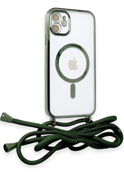 Apple iPhone 11 Divo Magsafe Kapak – Lazer Detaylı, Slim & Askılı Tasarım, Günlük Koruma - Koyu Yeşil fiyatları