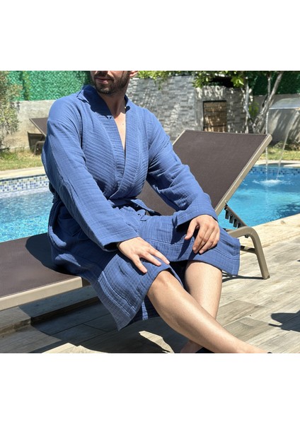 4 Katlı Müslin Kapüşonsuz Kimono / Bornoz / Sabahlık modelleri