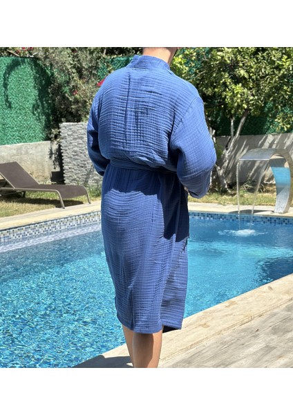 4 Katlı Müslin Kapüşonsuz Kimono / Bornoz / Sabahlık fırsatları