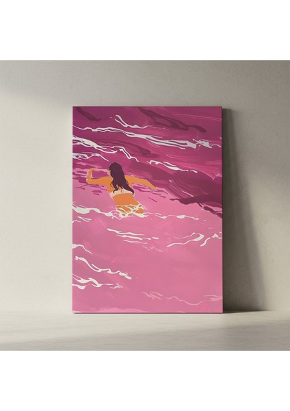 Pembe Tonlarında Kadın Figürü Soyut Illüstrasyon Tablosu fiyatları