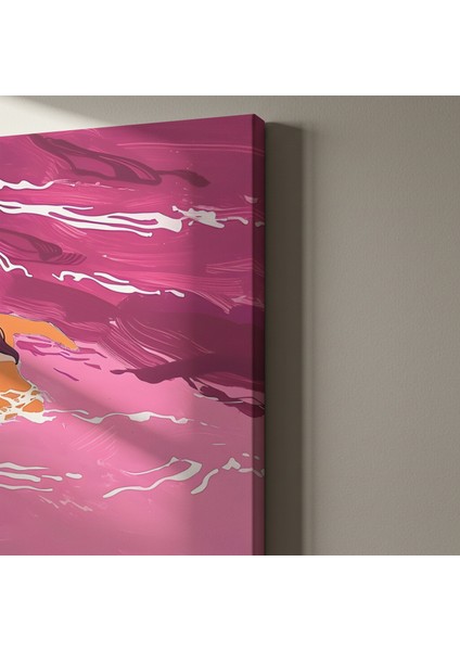 Pembe Tonlarında Kadın Figürü Soyut Illüstrasyon Tablosu indirimleri