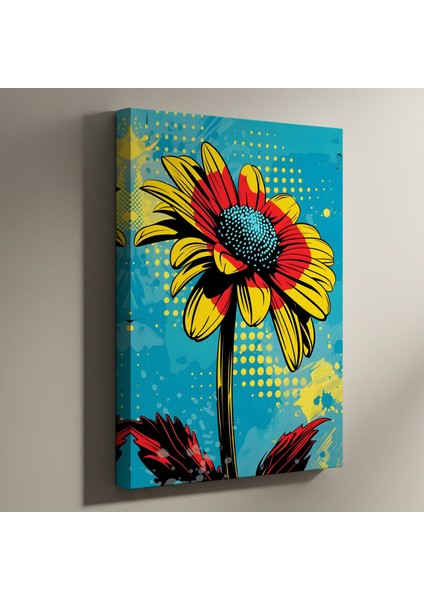 Pop Art Tarzı Çiçek Illüstrasyon Tablosu