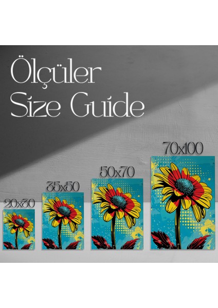 Pop Art Tarzı Çiçek Illüstrasyon Tablosu modelleri