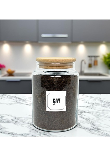 2'li Ahşap Vakum Kapaklı Cam Çay Şeker Saklama Kavanozu Seti 800 ml Etiket Hediyeli indirimleri