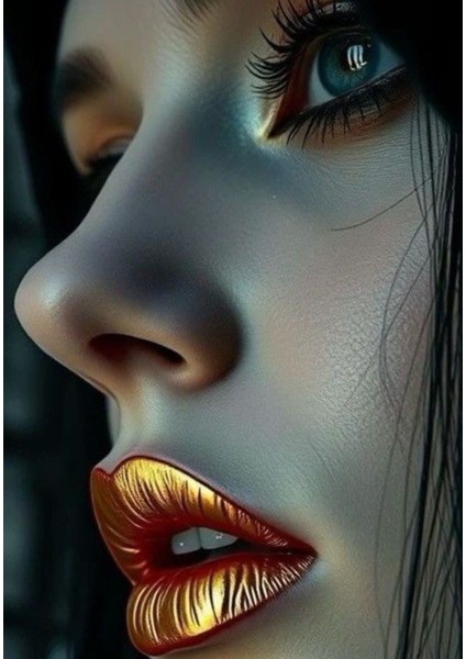 Altın Dudak Sanatsal Kadın Portre Kanvas Tablo – Modern Duvar Dekorasyonu fiyatları