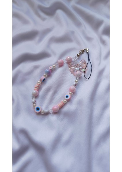 Pembe Nazar Boncuklu Şans Charmı – El Yapımı Telefon Askısı & Çanta Charmı