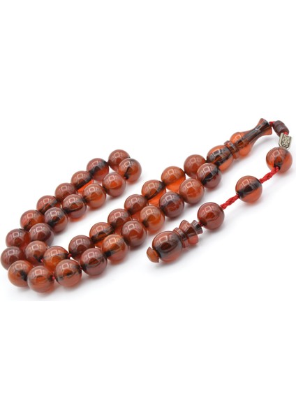 Dabbas Usta Imzalı Küre Kesim Hareli Turuncu Sıkma Kehribar Tesbih 001 fiyatları