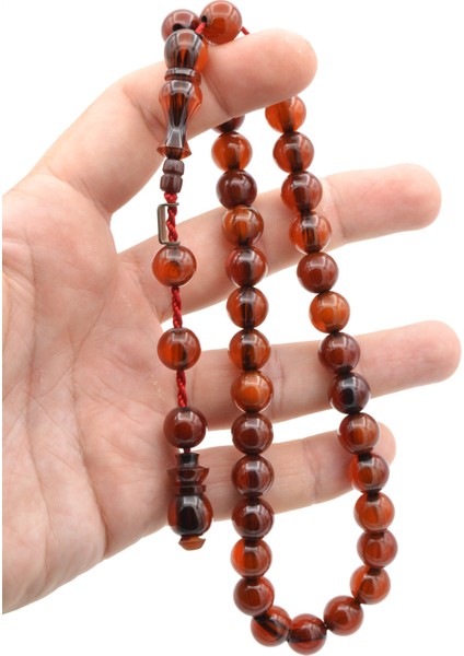 Dabbas Usta Imzalı Küre Kesim Hareli Turuncu Sıkma Kehribar Tesbih 001 fırsatları