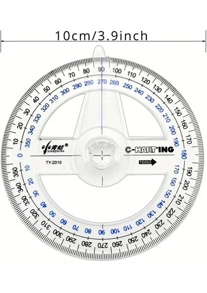 360° Protractor Cetvel, Şeffaf Matematik, Geometri, Tasarım ve Sanat Projeleri Için İDEAL-1AD