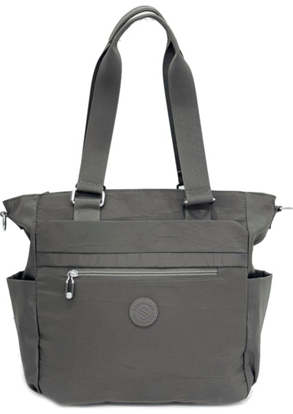 Çok Cepli Kadın Omuz Çantası Büyük Boy Günlük HV4003 Koyu Gri
