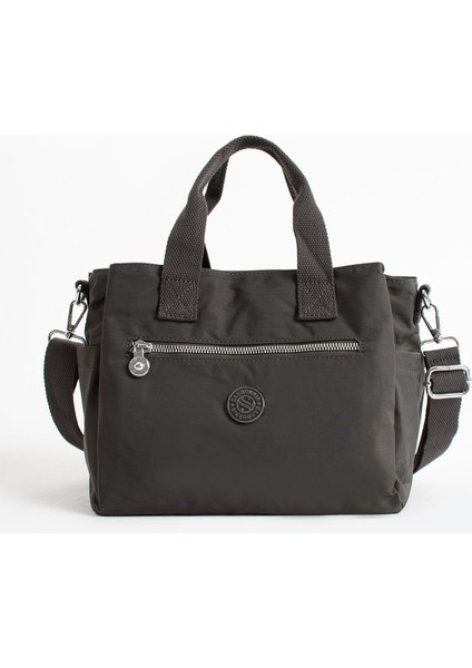 Çok Cepli Çapraz Askılı Kadın Omuz Çantası Küçük Boy Günlük HV7000 Koyu Gri