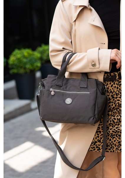 Çok Cepli Çapraz Askılı Kadın Omuz Çantası Küçük Boy Günlük HV7000 Koyu Gri fiyatları