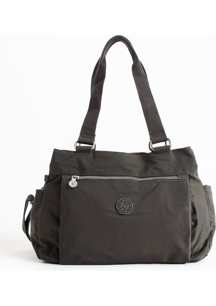 Çok Cepli Kadın Omuz Çantası Orta Boy Günlük HV7001 Koyu Gri