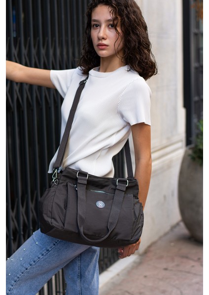 Çok Cepli Kadın Omuz Çantası Orta Boy Günlük HV7001 Koyu Gri indirimleri