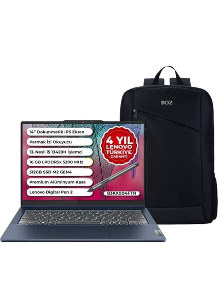 Ideapad Slim 5 Case 2 In 1 Intel Core I5 13420H 16GB 512GB SSD W11PRO 14" Wuxga Taşınabilir Bilgisayar 83KX004FTR +Boz Çanta Hediye