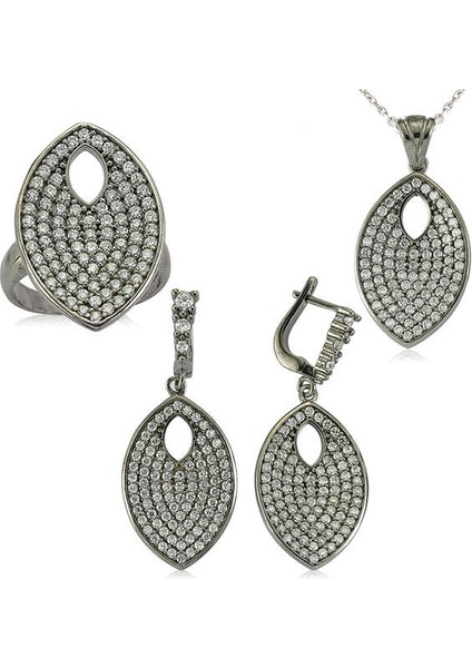 Mekik Zirkon Taşlı 925 Ayar Gümüş Kadın Set