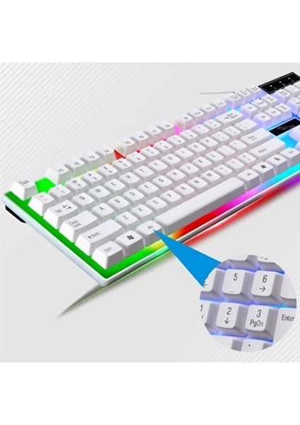 Kablolu USB Gaming Oyuncu Klavye Mouse Set Türkçe Q Klavye Multi Fonksiyonlu Reinbow Aydınlatmalı fiyatları