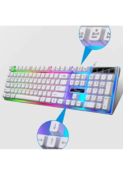 Kablolu USB Gaming Oyuncu Klavye Mouse Set Türkçe Q Klavye Multi Fonksiyonlu Reinbow Aydınlatmalı indirimleri